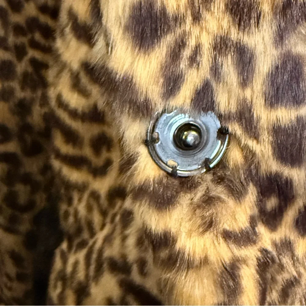Pia Rossini Leopard Print Faux Fur Coat Black Trim M/L - Picture 8 of 12